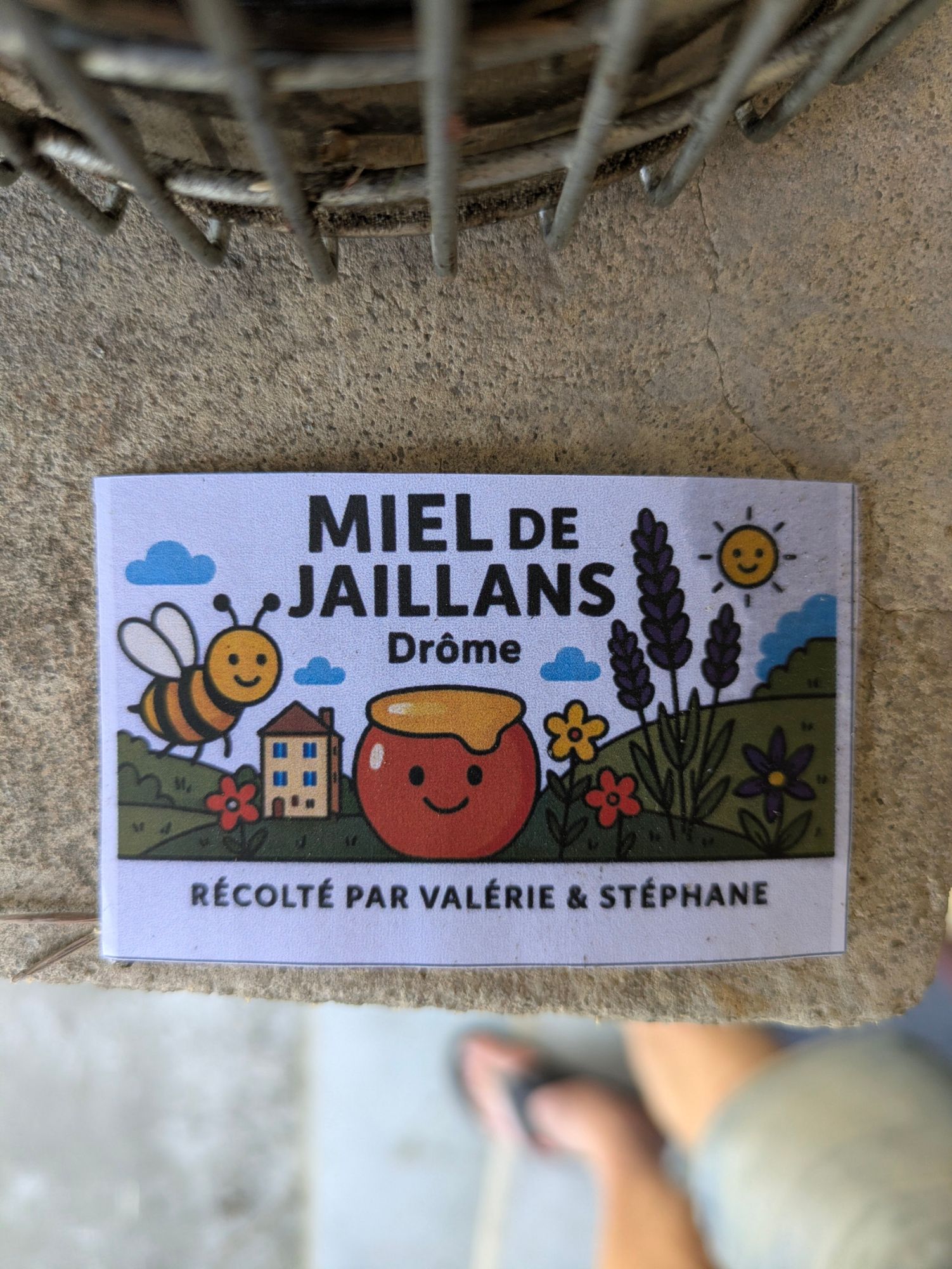 Étiquette du Miel de Jaillans, récolté par Valérie et Stéphane